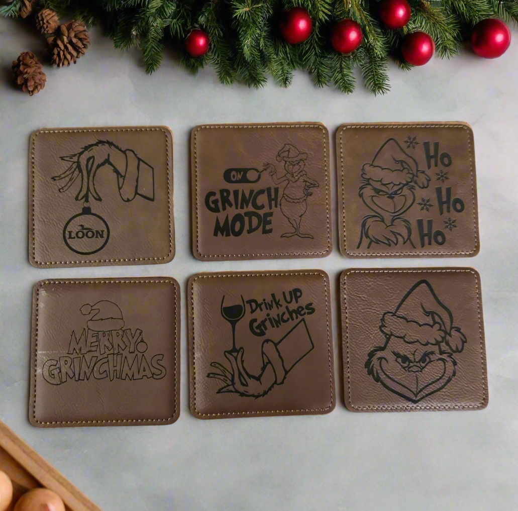 Festive Leather Coasters