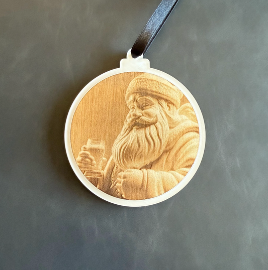 Santa Sippin a Beer - Ornament