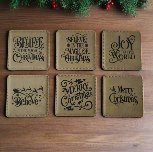 Festive Leather Coasters