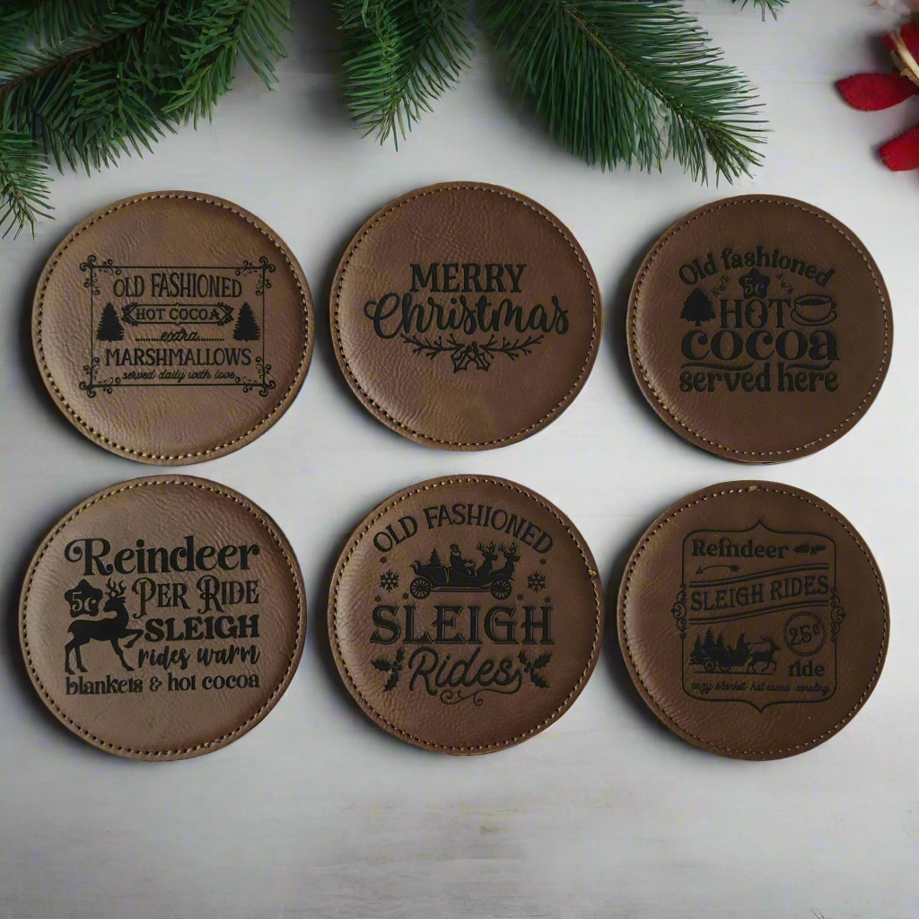 Festive Leather Coasters