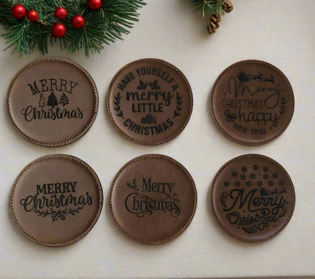 Festive Leather Coasters